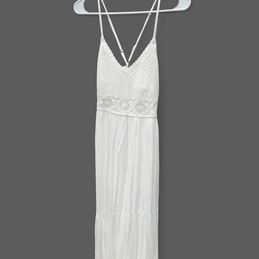 Hollister White Strapless Dress with Lace Detail